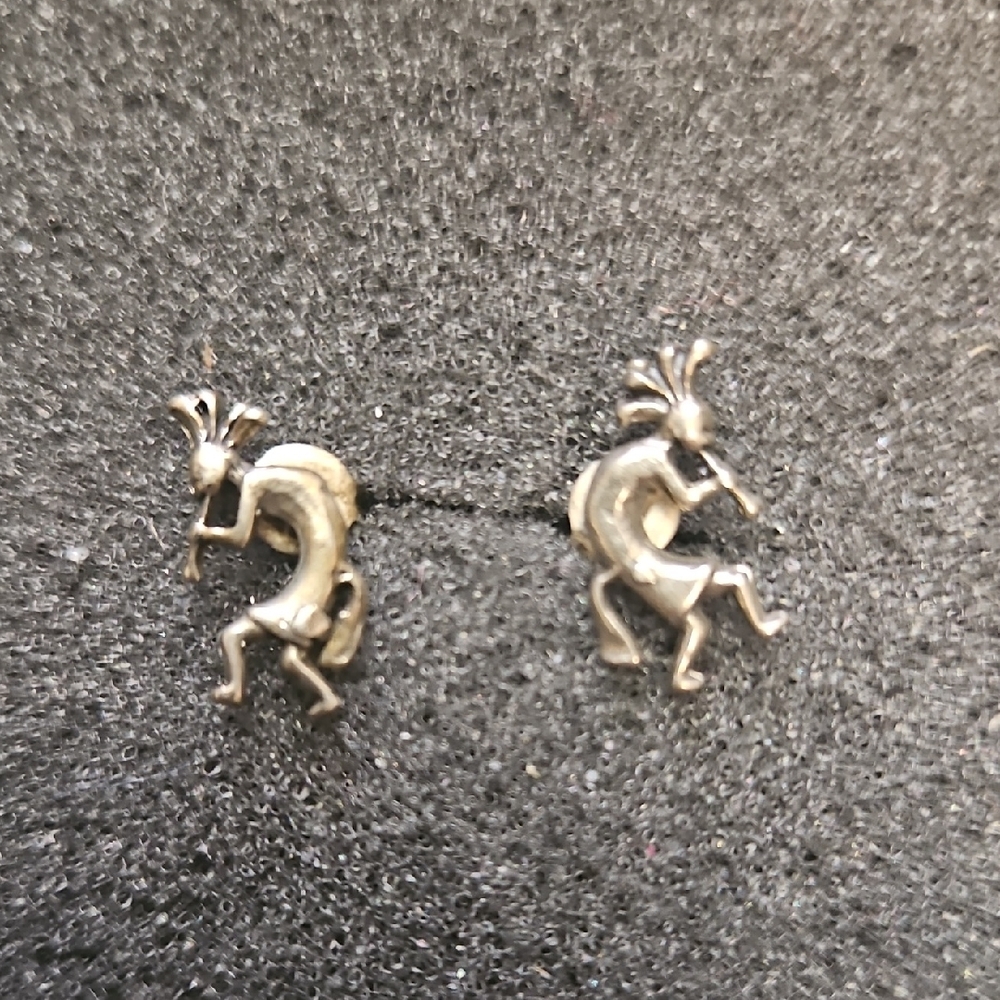 Vintage Sterling Silver Kokopelli Fertility Earrings